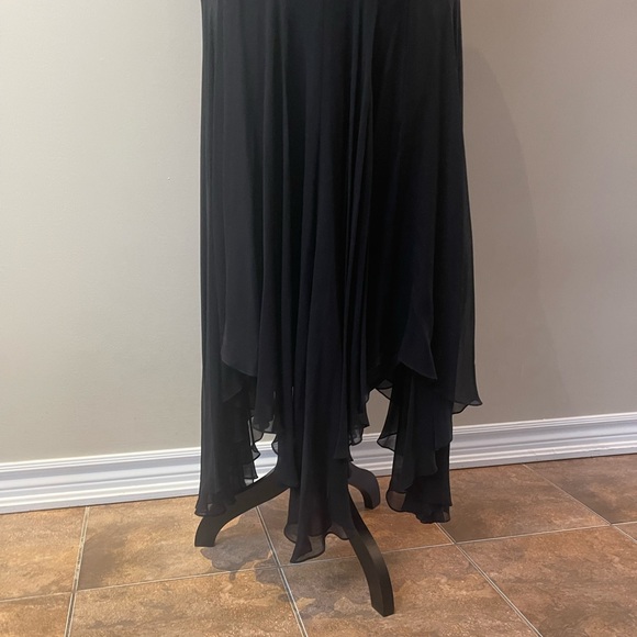 Black Velvet Gown with Sheer Skirting - Picture 7 of 8